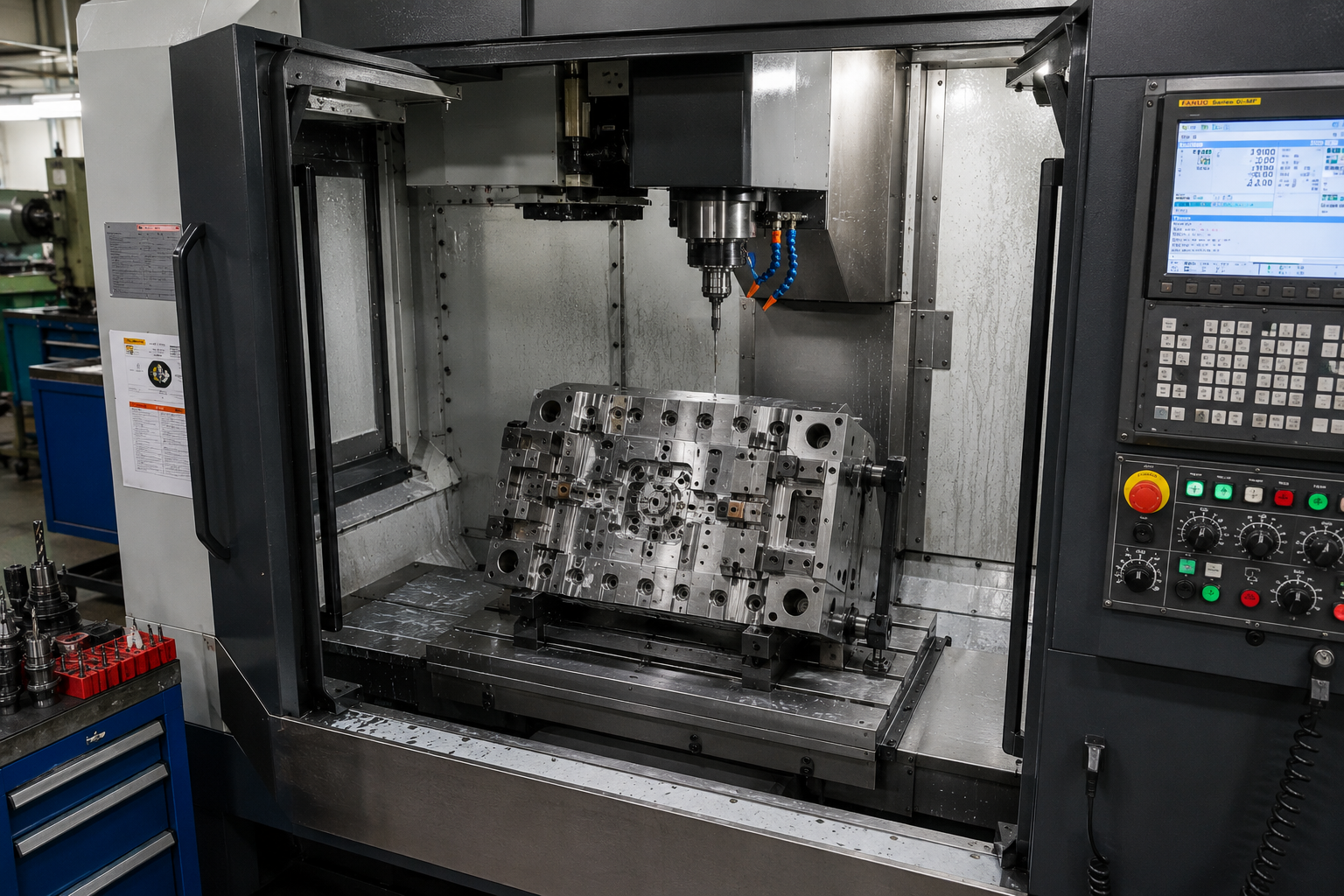 CNC içinde işlenen kalıp görseli